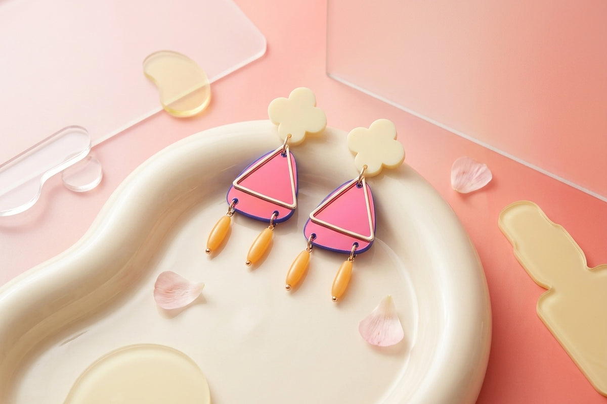 HB Maud flower statement earrings in a styled product setting
